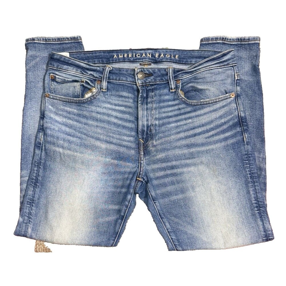 American Eagle Men's Athletic Skinny Jeans 34x30 Medium Wash Stretch Denim